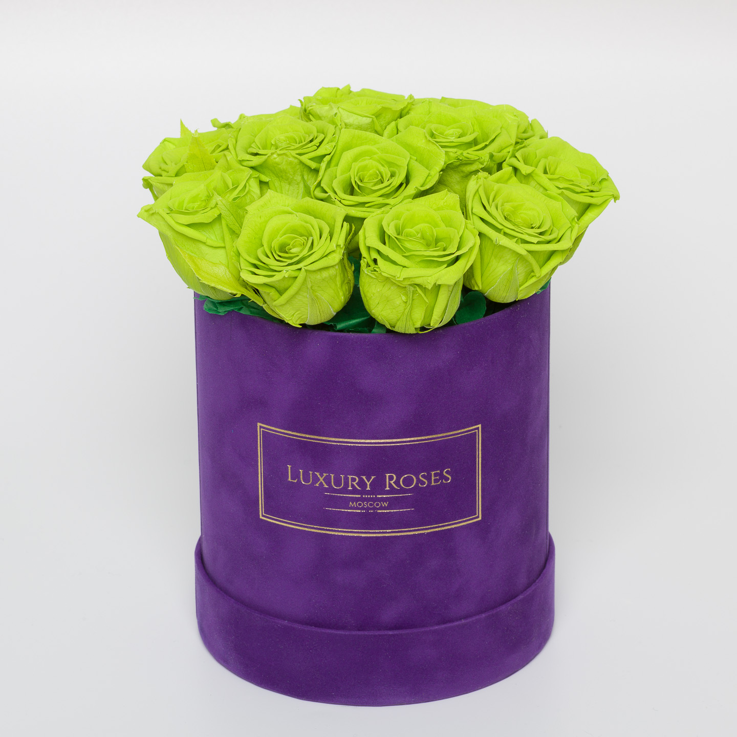 Букет 15 зеленых роз в бархатной коробке