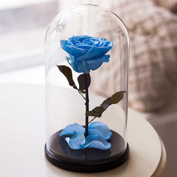 Роза в колбе голубая sky