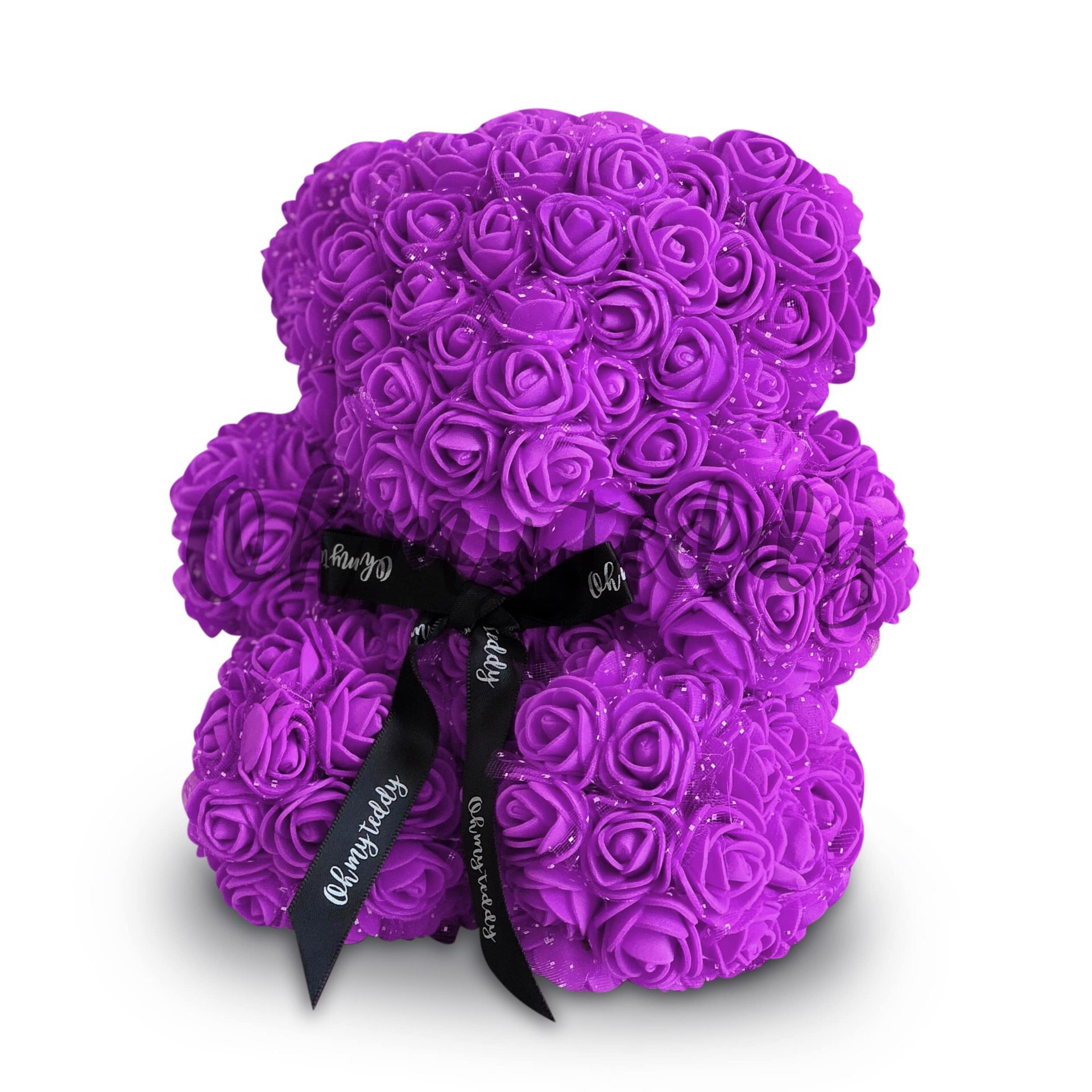 Мишка из роз фиолетовый 25 см